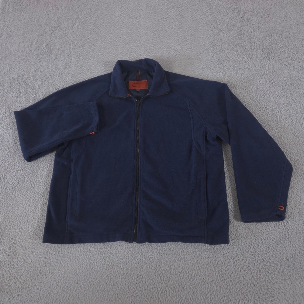 Hawke & Co Jacket Mens 2XL Navy Blue Fleece Full Zip Mock Neck Soft Midweight